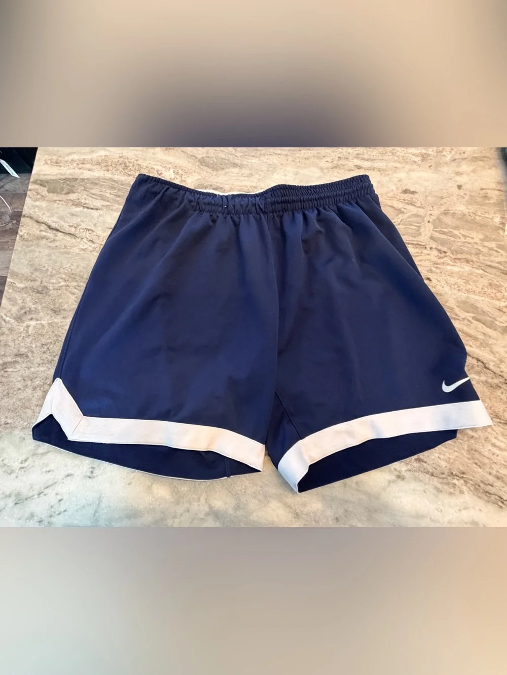 Nike Dri-FIT XL Navy Blue White Trim Running Workout Athletic Shorts